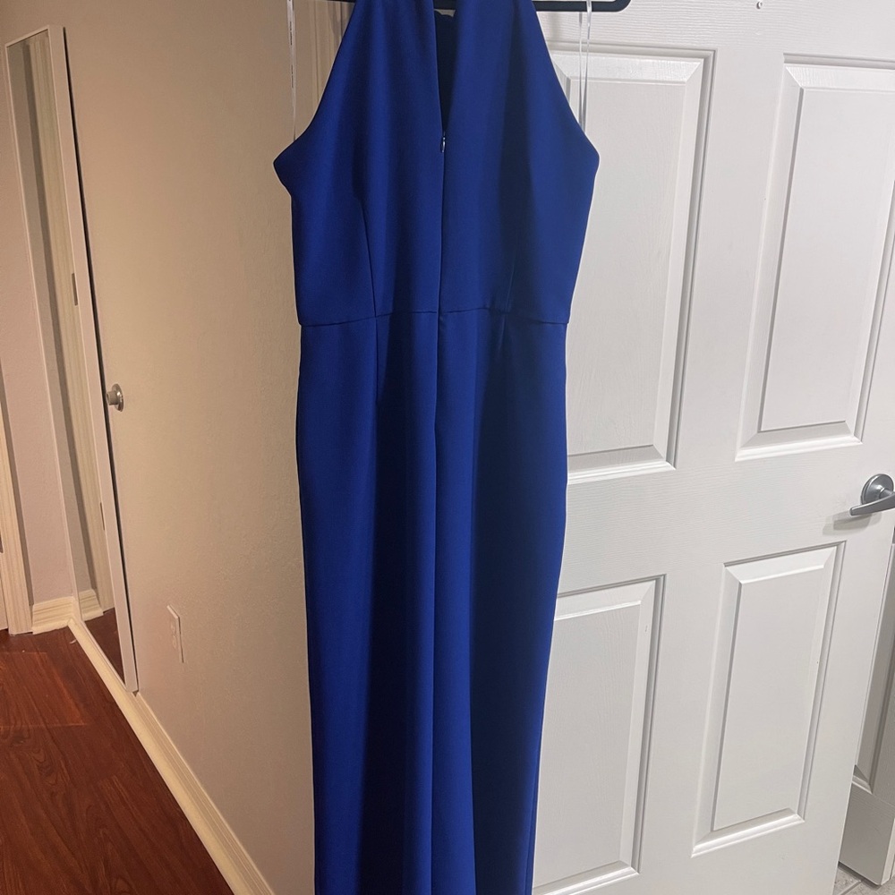 Julia Jordan Blue Halter Sheath Jumpsuit